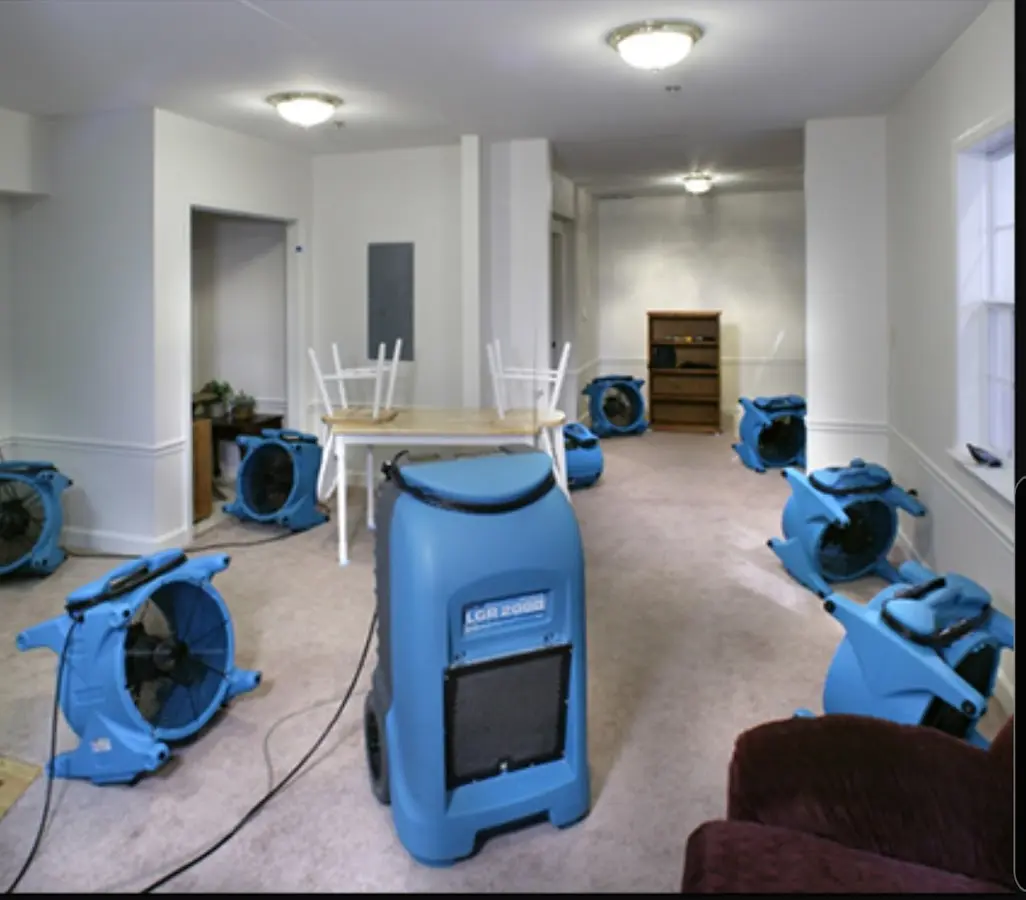 Air movers and dehumidifier setup for Water Extraction & Removal in Falls Church