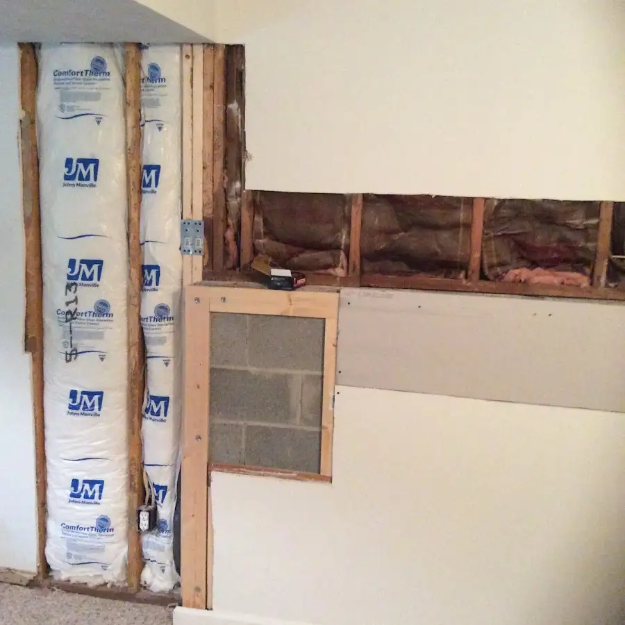 Wall insulation replacement during Basement Flood Cleanup in Falls Church